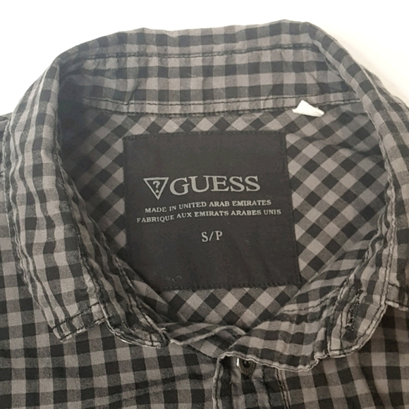 Guess Men's Small Button-up Dress Shirt Black Gray - Picture 2 of 9